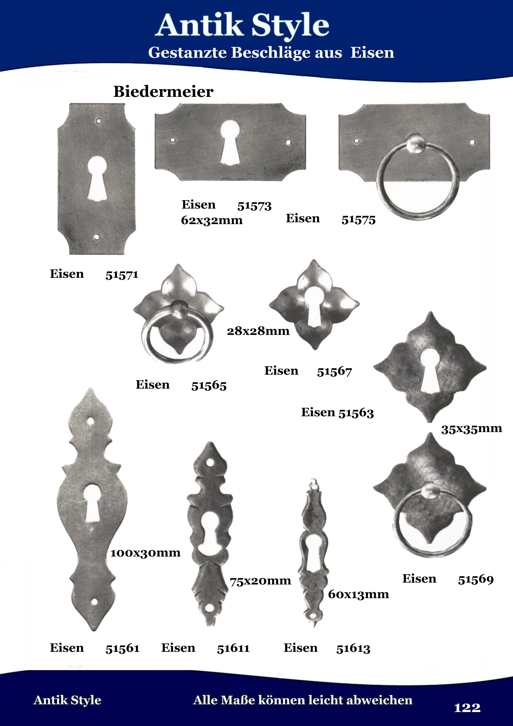 Gestanzte Beschläge für Möbel , Biedermeier aus Eisen